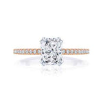 Load image into Gallery viewer, 1.50 Ct Radiant Cut Cathedral Set Moissanite Ring in Rose Gold
