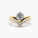 Load image into Gallery viewer, 1.20 Ct Round Cut Moissanite Curved Bridal Set Ring in Rose Gold