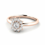 Load image into Gallery viewer, 2 Ct Round Shape Halo Moissanite Floral Ring in Rose Gold