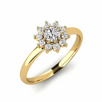 Load image into Gallery viewer, 2 Ct Round Shape Halo Moissanite Floral Ring in Rose Gold