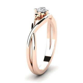 1 Ct Round Shape Moissanite Solitaire Twisted Ring in White Gold