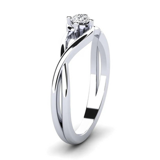 1 Ct Round Shape Moissanite Solitaire Twisted Ring in White Gold