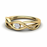 Load image into Gallery viewer, 0.70 Carat Round Shape Solitaire Twisted Moissanite Ring in White Gold