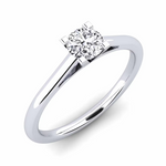 Load image into Gallery viewer, 1 Carat Round Cut Bridge Set Solitaire Moissanite Ring in Yellow Gold