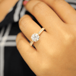 Load image into Gallery viewer, 1.50 Ct Round Cut Moissanite Ring With Accent in Yellow Gold