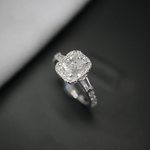 Load image into Gallery viewer, 2.50 Ct Radiant And Baguette Cut Halo Moissanite Ring
