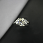 Load image into Gallery viewer, 3 Carat Round And Trillion Cut Moissanite Three Stone Ring