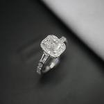 Load image into Gallery viewer, 2.50 Ct Radiant And Baguette Cut Halo Moissanite Ring