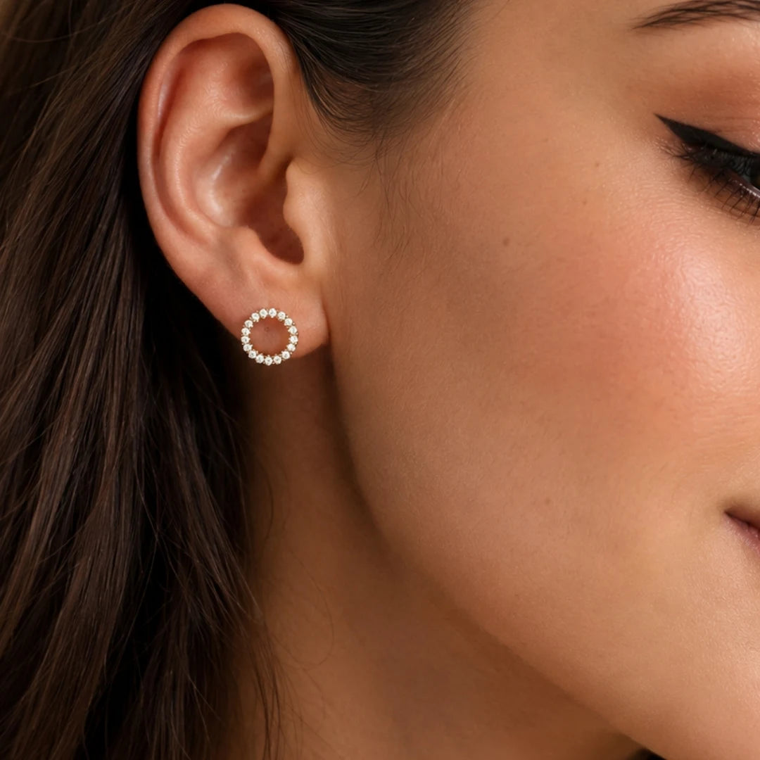 Boucles d'oreilles clous halo rond ouvert
