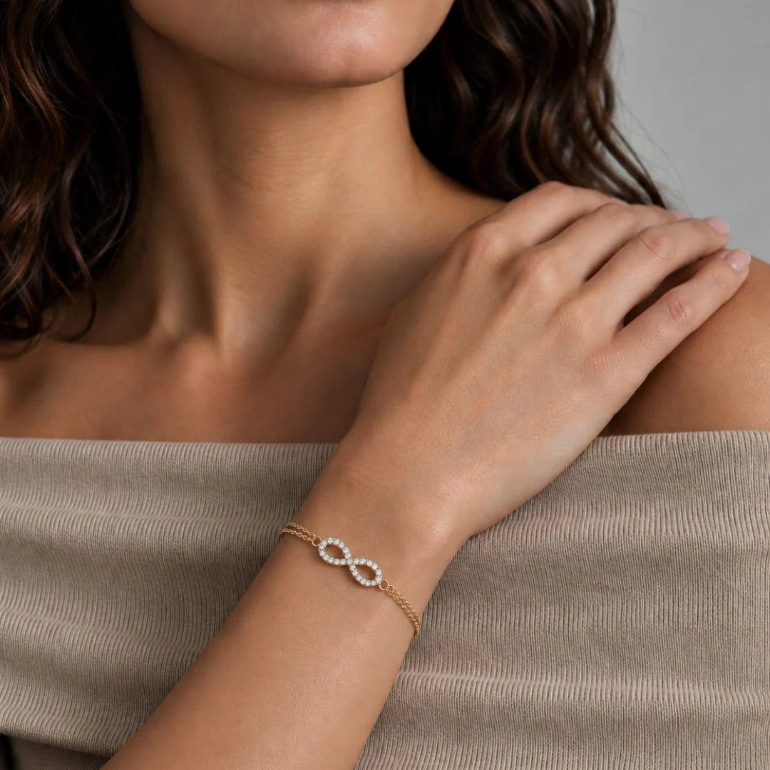 Infinity bracelet with double chain