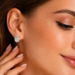 Load image into Gallery viewer, Pear Halo Stud Earrings