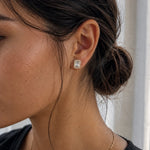 Load image into Gallery viewer, Radiant Cut Stud Earrings With Halo Design