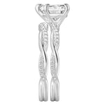 Load image into Gallery viewer, 1.30 Carat Heart Shape Twisted Moissanite Bridal Set Ring in White Gold