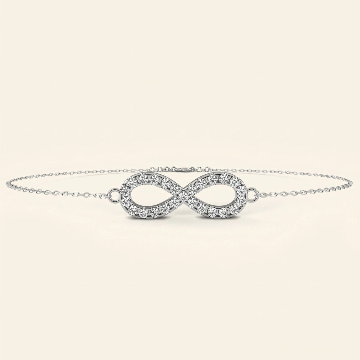 Front view of infinity bracelet for women