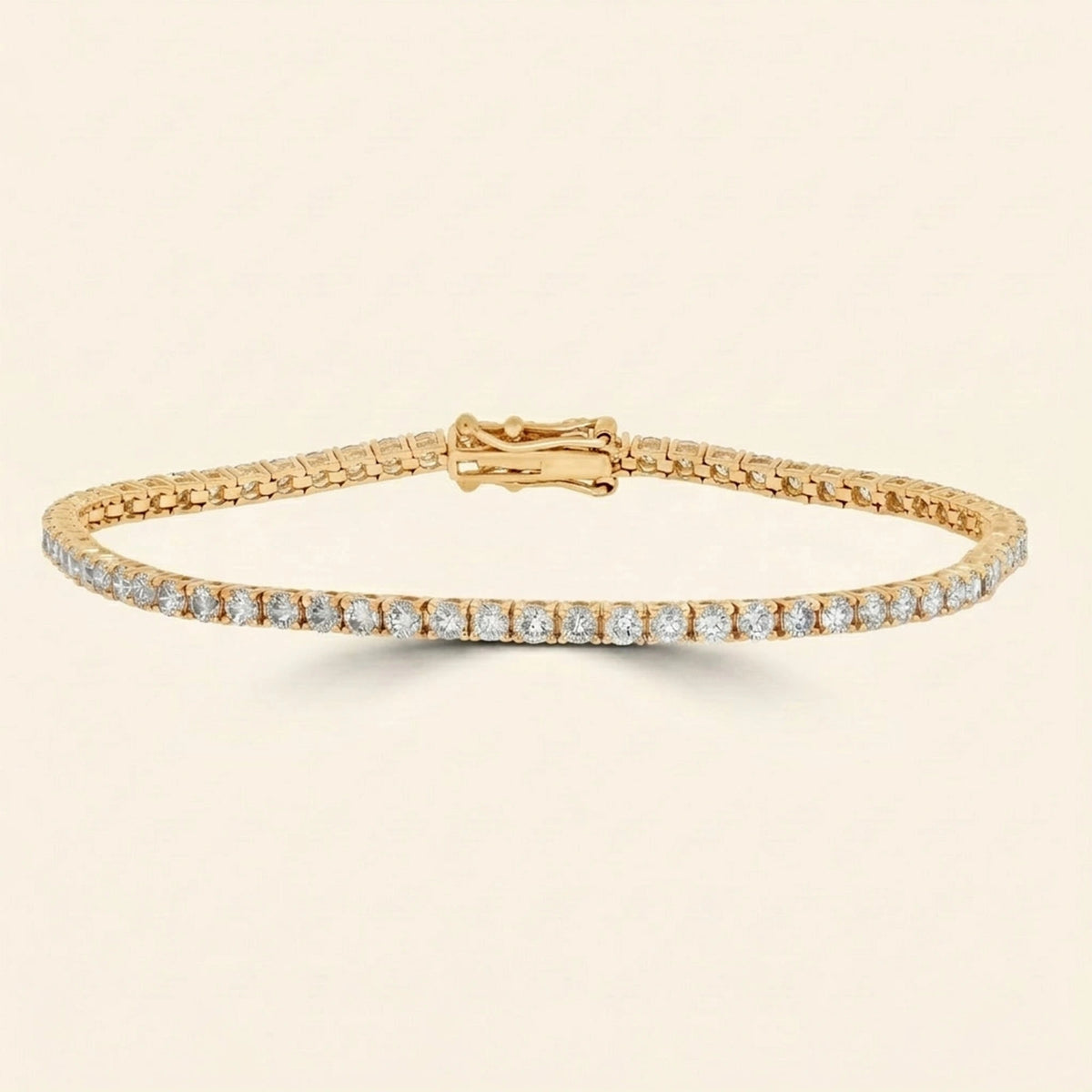 Front view of round shaped tennis bracelet womens