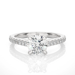 Load image into Gallery viewer, 1.50 Ct Round Cut Moissanite Cathedral Set Engagement Ring In Silver
