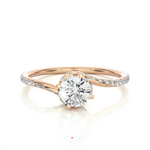 Load image into Gallery viewer, Front view of 1.30 Carat Double Halo Twisted Moissanite Ring In Rose Gold, highlighting the brilliant center moissanite stone.