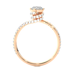 Load image into Gallery viewer, Side profile of 1.30 Carat Double Halo Twisted Moissanite Ring In Rose Gold, highlighting the prong setting.