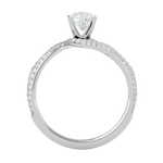 Load image into Gallery viewer, Side profile of 1.50 Carat Bypass Three Row Round Moissanite Ring In Silver, highlighting the prong setting.