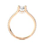 Load image into Gallery viewer, Side profile of 1.50 Carat Moissanite Split Shank Engagement Ring With Accents In Rose Gold, highlighting the prong setting.
