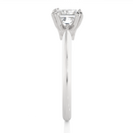 Load image into Gallery viewer, Side profile of 1.50 Carat Princess Cut Moissanite Solitaire Ring In White Gold, highlighting the prong setting.