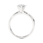 Load image into Gallery viewer, Side profile of 1.50 Carat Round Cut Moissanite Solitaire Engagement Ring In Silver, highlighting the prong setting.