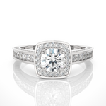 Load image into Gallery viewer, 1.50 Carat Round Moissanite Hidden Halo Engagement Ring In White Gold