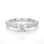 Load image into Gallery viewer, 1 Ct Moissanite Three Row Engagement Ring with Accent In Yellow Gold