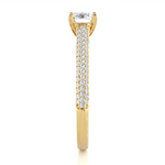 Load image into Gallery viewer, 1 Ct Moissanite Three Row Engagement Ring with Accent In Yellow Gold