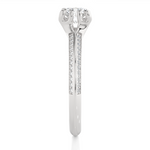 Load image into Gallery viewer, Side profile of 1.50 Ct Round Cut Moissanite Two Row Accent Engagement Ring In Silver, highlighting the prong setting.