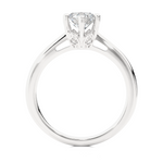 Load image into Gallery viewer, Side profile of 1.50 Ct Round Moissanite Solitaire Engagement Ring In Silver, highlighting the prong setting.