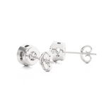 Load image into Gallery viewer, Angled view of 1 Carat Bezel Setting Moissanite Stud Earrings In Silver, showing shine and depth.