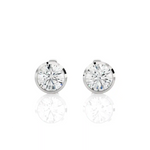 Load image into Gallery viewer, Front view of 1 Carat Bezel Setting Moissanite Stud Earrings In Silver, showing sparkle and smooth edges.