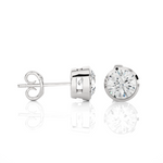 Load image into Gallery viewer, Side view of 1 Carat Bezel Setting Moissanite Stud Earrings In Silver, showing the setting and how the stone is held.