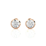 Load image into Gallery viewer, Front view of 1 Carat Bezel Setting Moissanite Stud Earrings in Rose Gold, shows sparkle and smooth edges.
