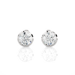 Load image into Gallery viewer, Front view of 1 Carat Bezel Setting Moissanite Stud Earrings in White Gold, shows sparkle and smooth edges.