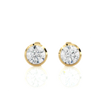 Load image into Gallery viewer, Front view of 1 Carat Bezel Setting Moissanite Stud Earrings in Yellow Gold, showing sparkle and smooth edges.