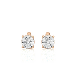 Load image into Gallery viewer, Front view of 1 Carat Four Prong Round Cut Moissanite Stud Earrings in Rose Gold, with classic four-prong setting.