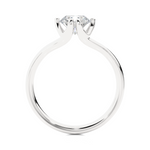 Load image into Gallery viewer, Side profile of 1 Carat Round Moissanite Split Shank Solitaire Engagement Ring In Silver, highlighting the prong setting.