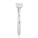 Load image into Gallery viewer, Side profile of 1 Ct Princess Moissanite Solitaire Engagement Ring In Silver, highlighting the prong setting.