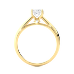 Load image into Gallery viewer, Side profile of 1 Ct Princess Moissanite Solitaire Engagement Ring In Yellow Gold, highlighting the prong setting.