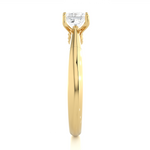 Load image into Gallery viewer, Side profile of 1 Ct Princess Moissanite Solitaire Engagement Ring In Yellow Gold, highlighting the prong setting.