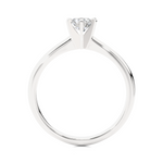 Load image into Gallery viewer, Side profile of 1 Ct Round Cut Six Prong Solitaire Moissanite Ring in Silver, highlighting the prong setting.