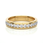Load image into Gallery viewer, 2.20 Mm Channel Set Pave Round Moissanite Wedding Band In Rose Gold Loose Moissanite
