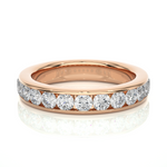 Load image into Gallery viewer, 2.70 Mm Channel Set Round Stone Moissanite Band In Yellow Gold