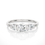 Load image into Gallery viewer, 1 Carat Round Cut Moissanite Three Stone Engagement Ring In Silver