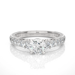Load image into Gallery viewer, 2 Ct Bridge Set Moissanite Engagement Ring With Accent In Yellow Gold