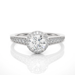 Load image into Gallery viewer, 1 Ct Round Cut Moissanite Halo Engagement Ring In White Gold