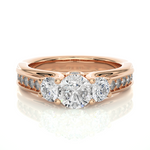 Load image into Gallery viewer, 2 Ct Round Moissanite Three Stone Engagement Ring In Yellow Gold