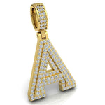 Load image into Gallery viewer, 3 Carat Round Cut Moissanite Letter "A" Pendant White Gold